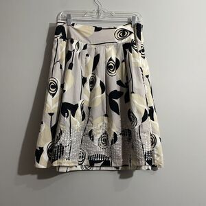 Emma James Women’s Brown Floral Skirt Sz 12P Side Zip Romantic Cottagecore Boho